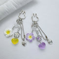 Fashion Star Strawberry Keychain Pendant Sweet Flower Heart Key Chains Cute Mobile Phone Charm Rabbit Keyring Y2k Girly Keychain