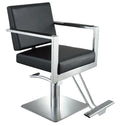 Wholesale Cheap Beauty Salon Equipment Silver Square Base Black Styling Chair