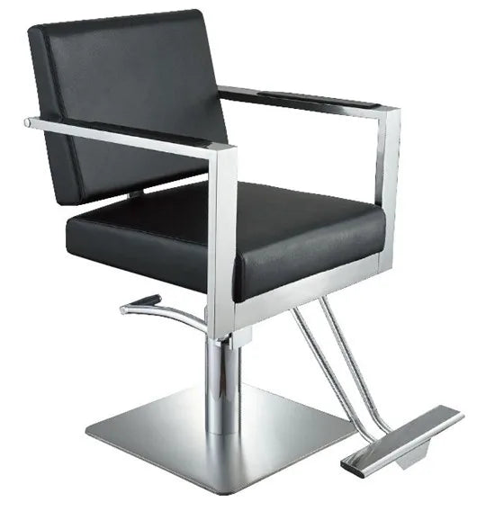 Wholesale Cheap Beauty Salon Equipment Silver Square Base Black Styling Chair