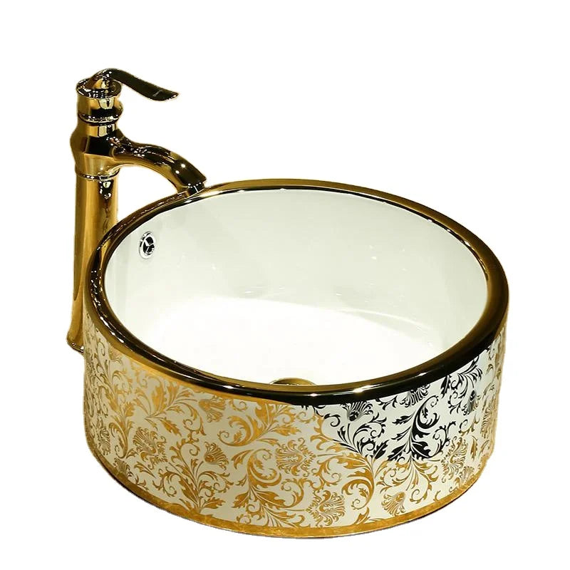 Rectangular bathroom counter top wash basin cloakroom hand painted vessel sink bowls china ceramic round bathroom sink basin