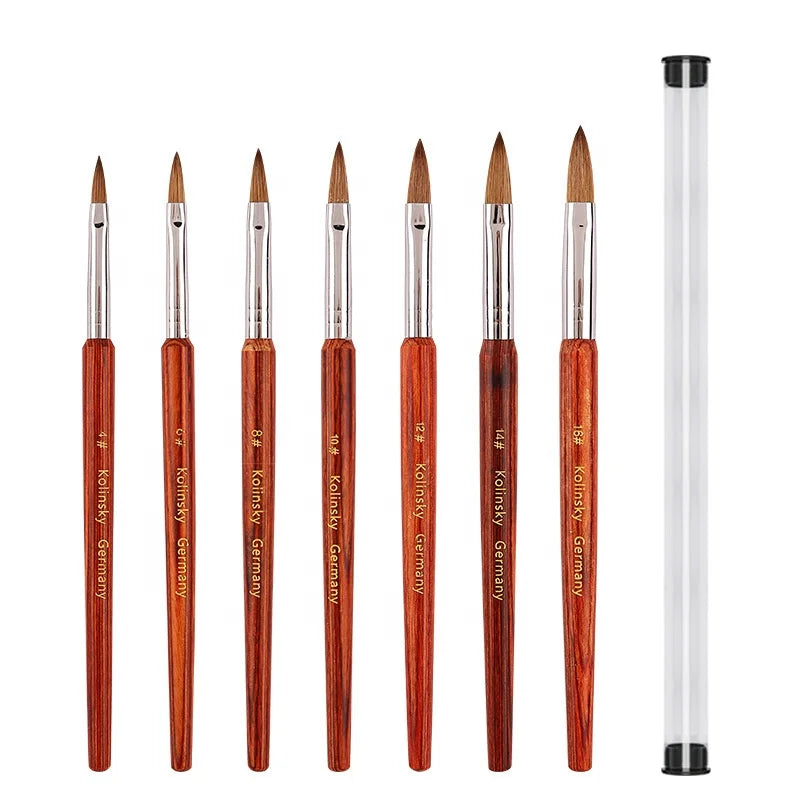 Factory Wholesale OEM Germany 100% Kolinsky Acrylic Gel Nail Polish Art Brush Red Wood Nail Brush