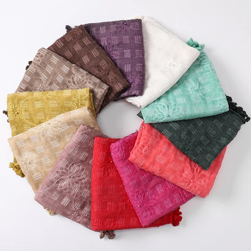 2026 New Style Lace Beaded Pure Color Cross-border Women's Head Gauze Wholesale