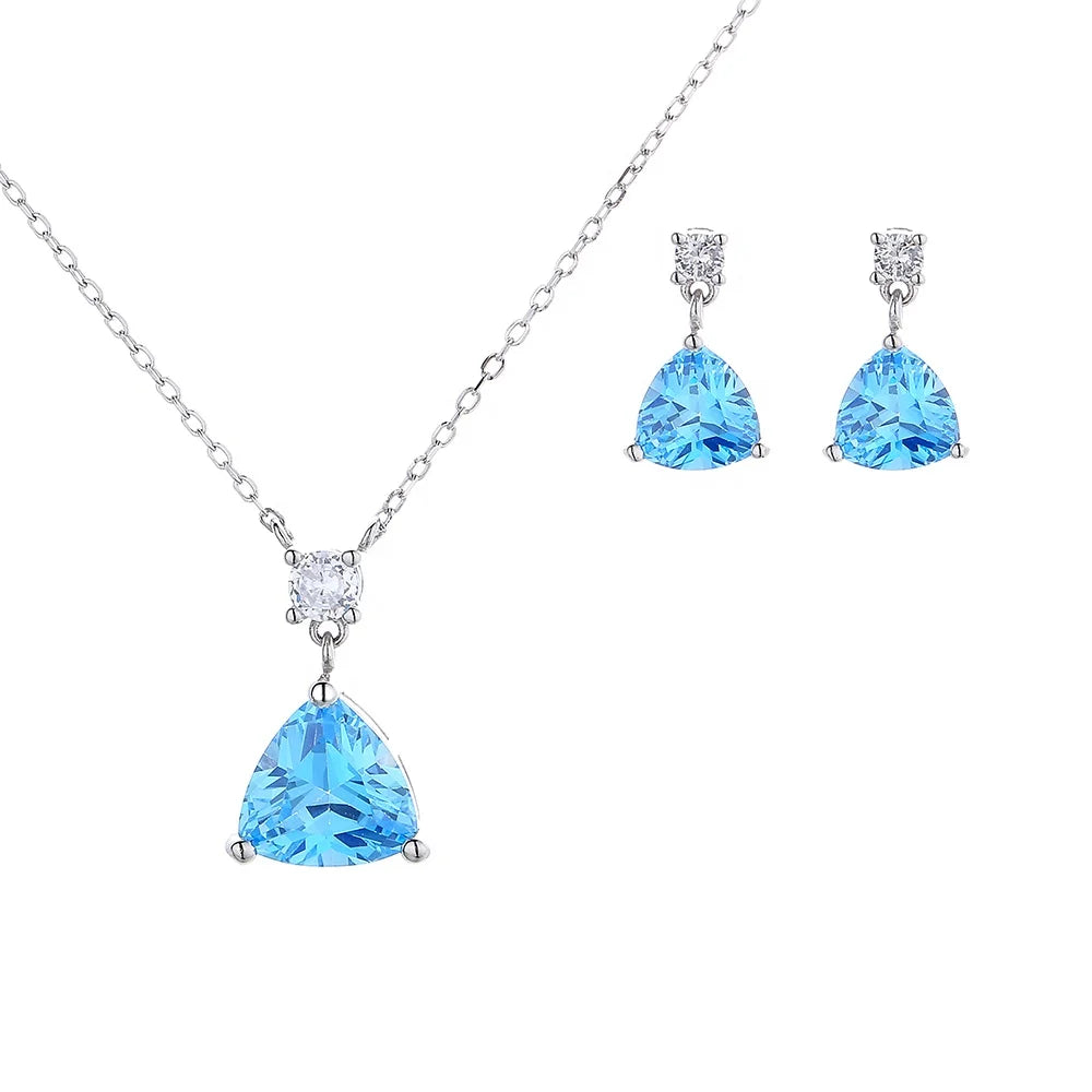 925 Sterling Silver Jewelry Necklace Earrings Wholesale Crystal Women's Custom Jewelry Collection