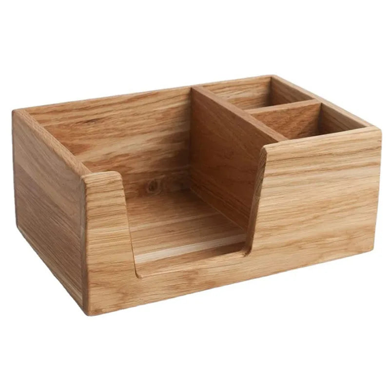 Kitchen  Desktop Wooden Bar Caddy   Organizer  With 3 Compartments