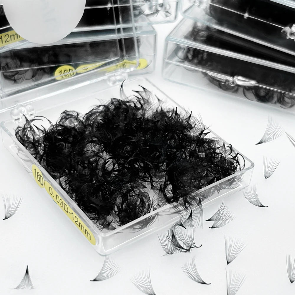 Medylashes Volumen Loose Fan Eyelash Extension Tray Matte Black Handmade Sharp Base Volume Fans Synthetic Hair Natural Soft 12