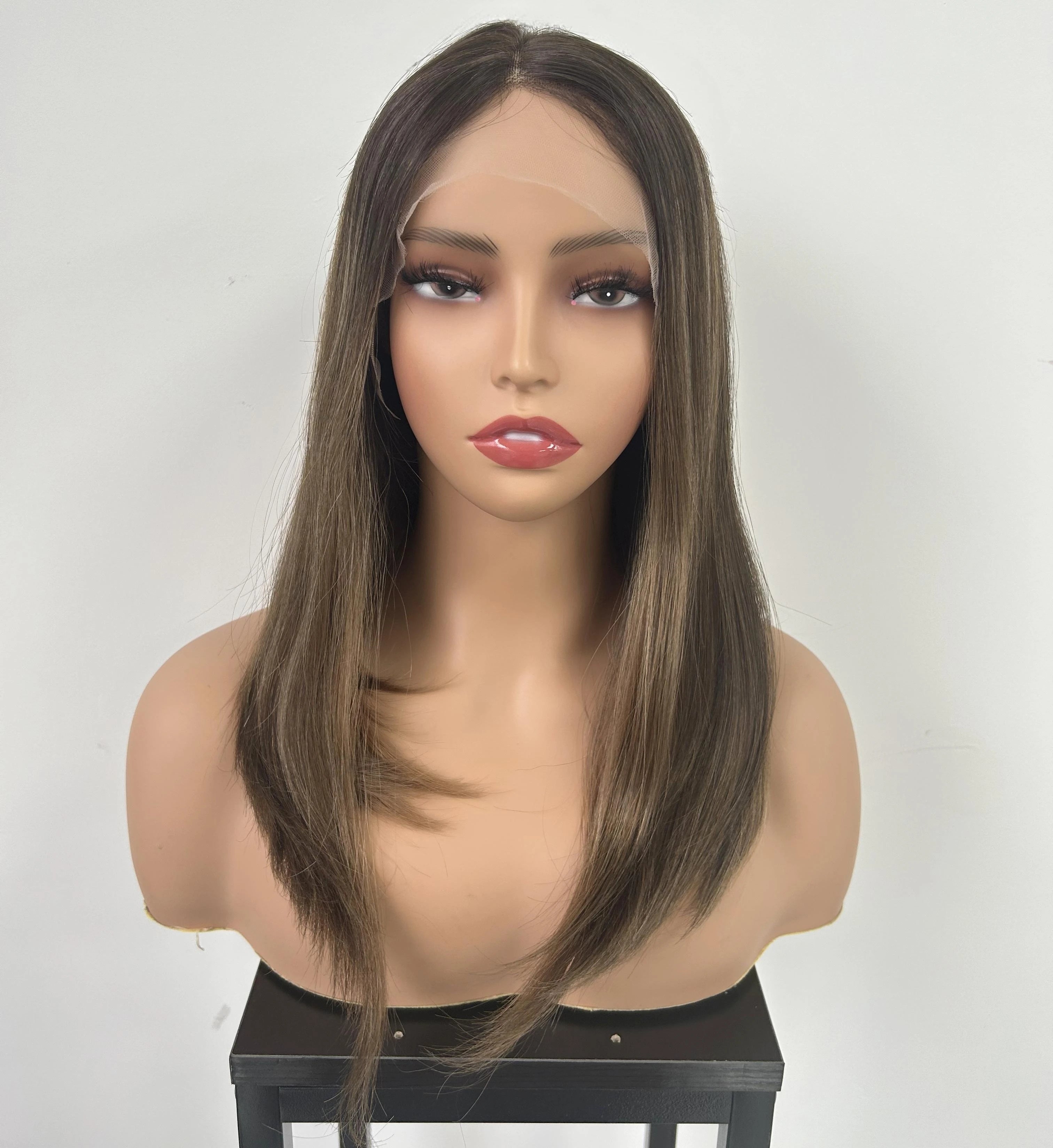 Lace Top Wig Kosher Jewish European Teemmix Highlights Color Cuticle Aligned Highest Quality Jewish Hair Wig