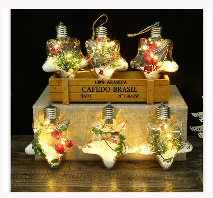 OX227 New Popular Christmas Ornament Tree Light Christmas Tree Decorative Ball LED Hanging Transparent Christmas Ball Bulb