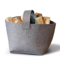 Popular Custom Logo Round Firewood Storage Basket Portable Large Felt Laundry Hamper with Wooden Handle