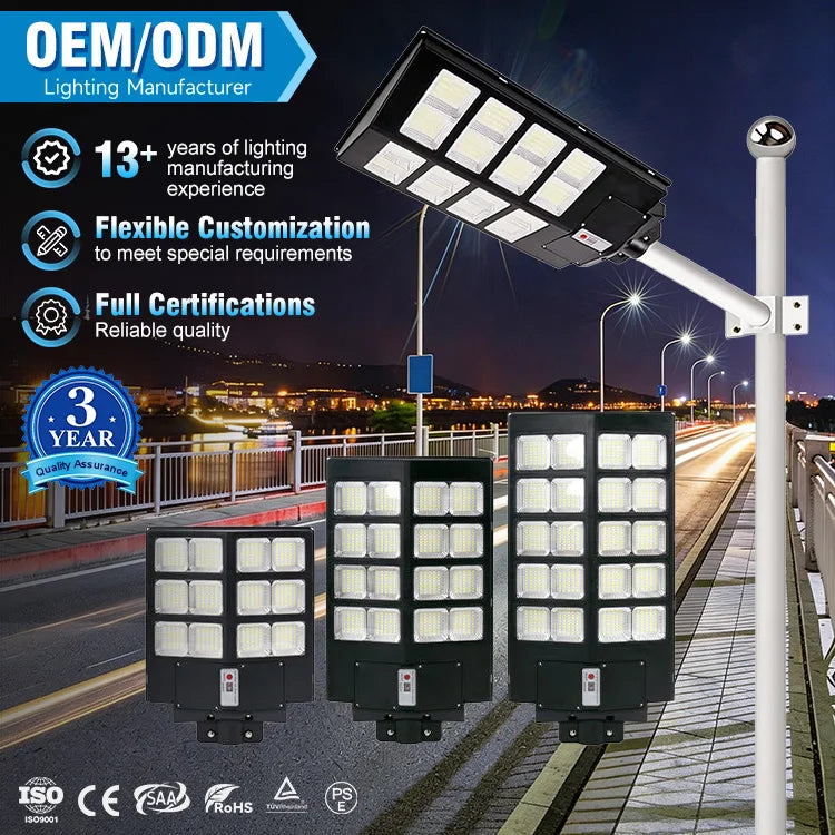 Road Solar Lamp Garden 300w 800w 1000w High Power Waterproof Ip65 Led Solar Street Light