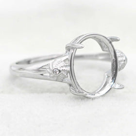 Sterling Silver 9*11mm Semi Mount Ring Empty Frame Blank Support Setting S925 Base Holder Without Center Stone for DIY Inlay