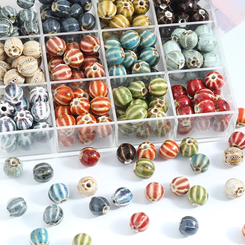 Vintage 11mm Colorful Ceramic Clay Beads Handmade Graffitig Fruit Watermelon Beads Charm for DIY Making Jewelry Accessories