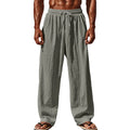 Men Long Pants Linen Cotton Spring Autumn Casual Lounge Wear Pants High Waist Quality Breathable Trousers Loose Solid Pants