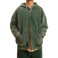 Custom Digital Acid Wash Distressed Vintage Wash Full-Zip Jersey Men's Hoodie Pocket Embroidery 100% Cotton Breathable Quick Dry