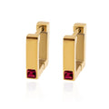 TRENDY Geometric Stainless Steel 18K Gold Plated Square Colored Zirconia Inlay Hoop Earrings for Women Men