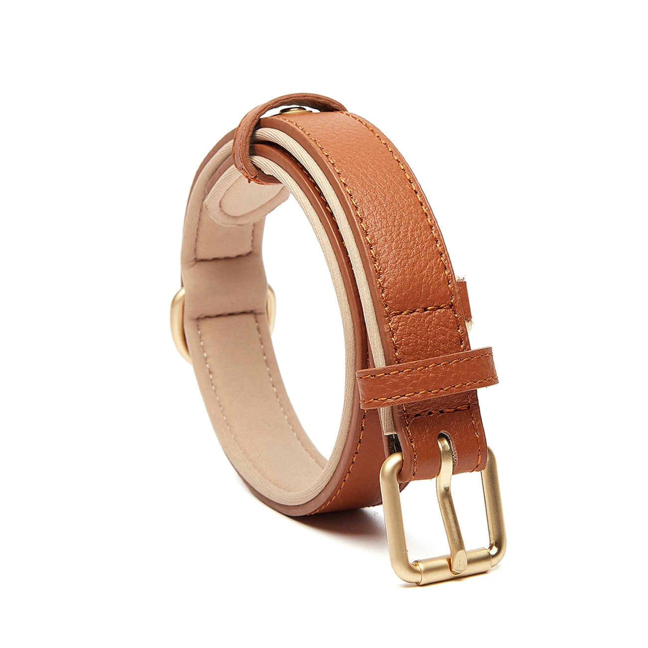 In Stock Dropshipping Pet Leather Dog Collar Lychee Grain Adjustable Cowhide Dog Collar for Outdoor Traveling