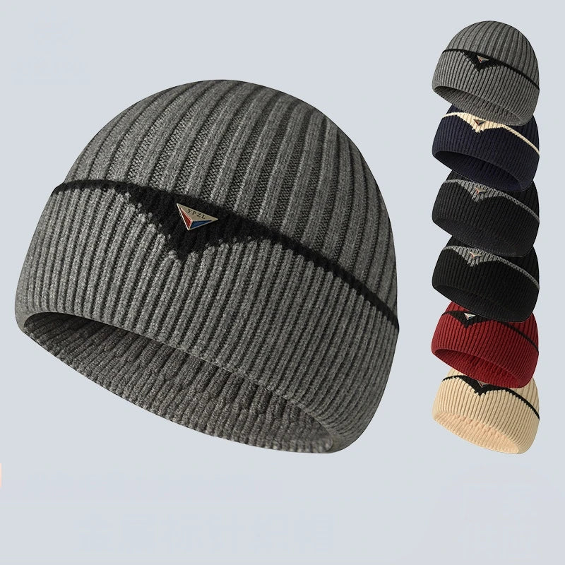 Custom logo High Elasticity Core-spun Yarn Knit Winter Hat Knitted Beanie Hat for Men Women