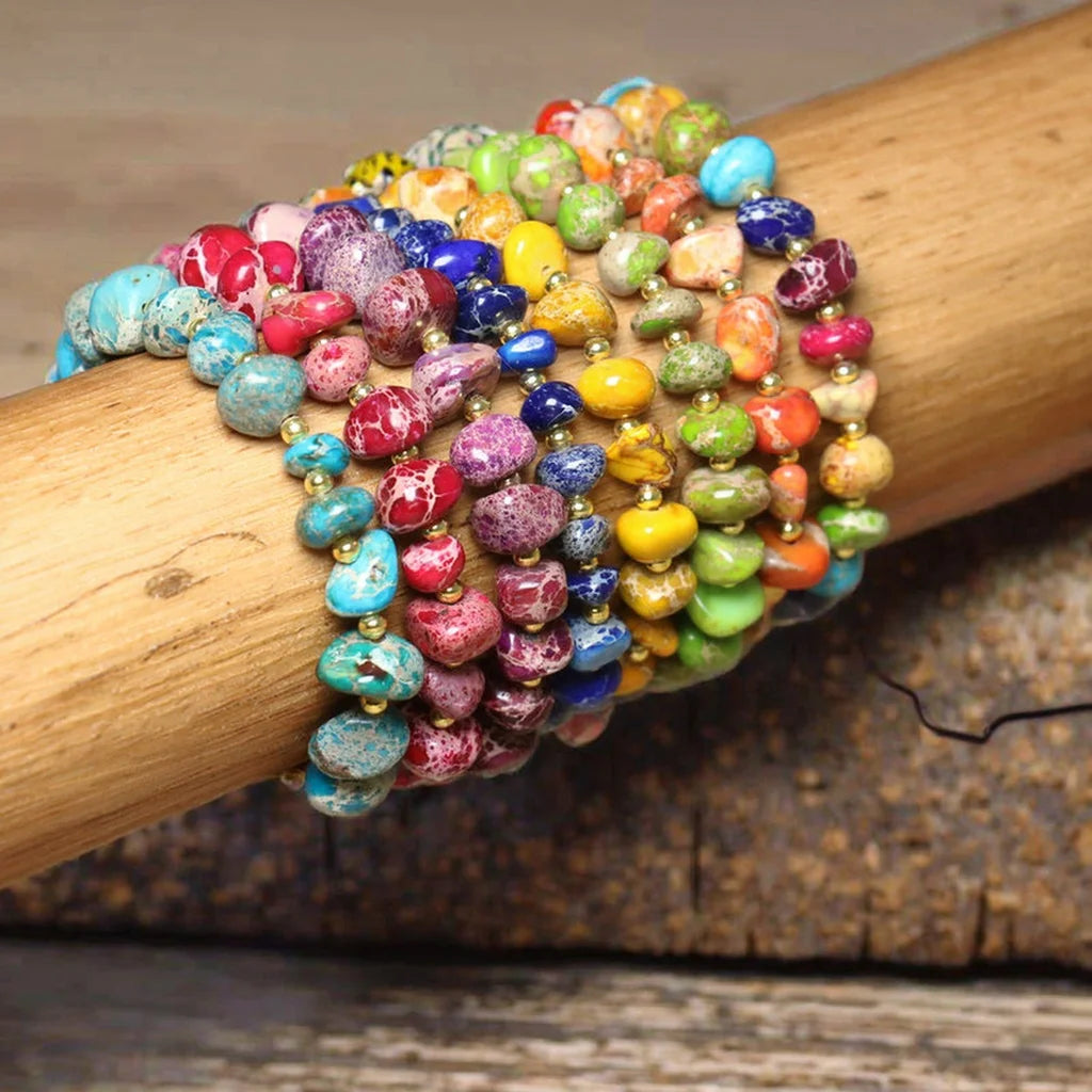 Irregular Stone Bracelet for Women Jewelry Yoga Healing Adjustable Braided Minimalist Meditation Bohemian Yoga Bracelet Gift