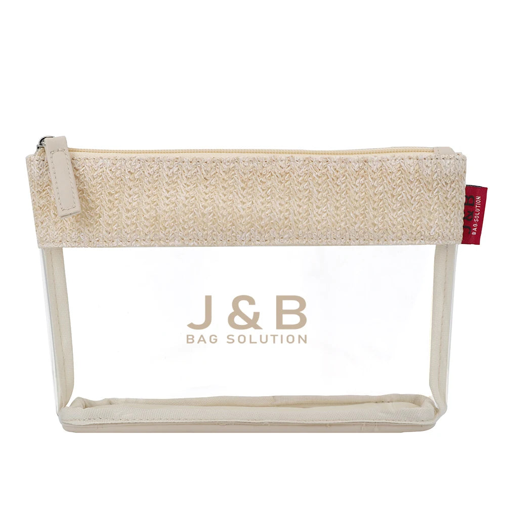 Custom Transparent Trousse Maquillage Makeup Bag PP Woven Straw Travel Cosmetic Toiletry Wash Bag for Summer Gift