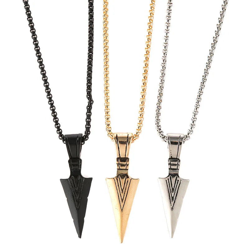 Men's Stainless Steel Fine Jewelry Pendant Necklace Long Arrow Personalized for Fashionable Style Gift Opp Bag Metal Couple