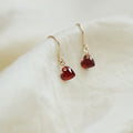 14K Gold Plating Pure 925 Sterling Silver INS Fancy Red Crystal Rhinestone Heart Stud Earrings for Women Girls Jewelry