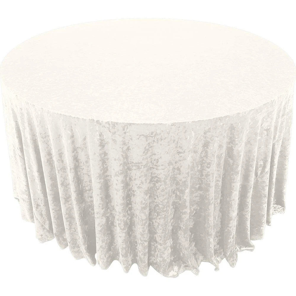 High End Deluxe 100% Polyester Tablecloth Birthday Wedding Party Round Ivory White Velvet Table Cloth