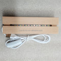 Modern Polished Beech Wood Rectangular LED Dimmable Light Stand with USB Cable High Strength Tabletop Art Holder for Love Theme