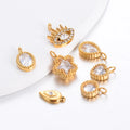 Tarnish Free PVD Gold Zircon Stainless Steel Heart Shape Water Drop Stone Bracelet Charms Pendants
