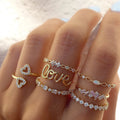 Golden Joint Ring Creative Fashion Love Diamond 7-Piece Ring Set Wholesale N2109194