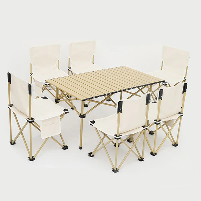 Cheap Outdoor Furniture Portable Roll up Metal Heavy Duty Folding Foldable Camping Table and Chairs Set