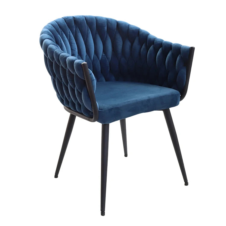 European Design Dining Room Furniture Ergonomic Blue Velvet Steel Leg Dining Chair