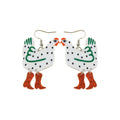 3.5*6.2cm Chicken in Cowboy Boots Earrings for Women Lightweight Printed Acrylic Thanksgiving Rooster Chicken Boot Drop Earring