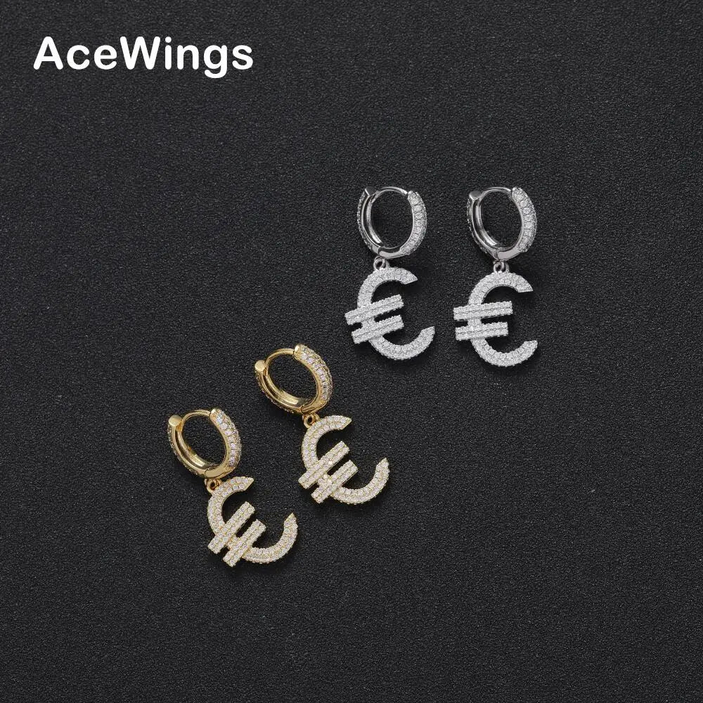 E045  Bling Bling CZ  Earrings Brass Setting Zircon  Earrings Hip Hop  Iced Out