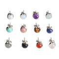 Wholesale 1 Pair Minimalist 6MM 8MM Quartz Natural Stone Jewelry Round Beads Stud Earrings