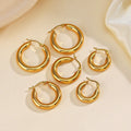 Vintage Minimalist Hoop Earrings French Waterproof 18K Gold Stainless Steel Earrings Gifts for Women