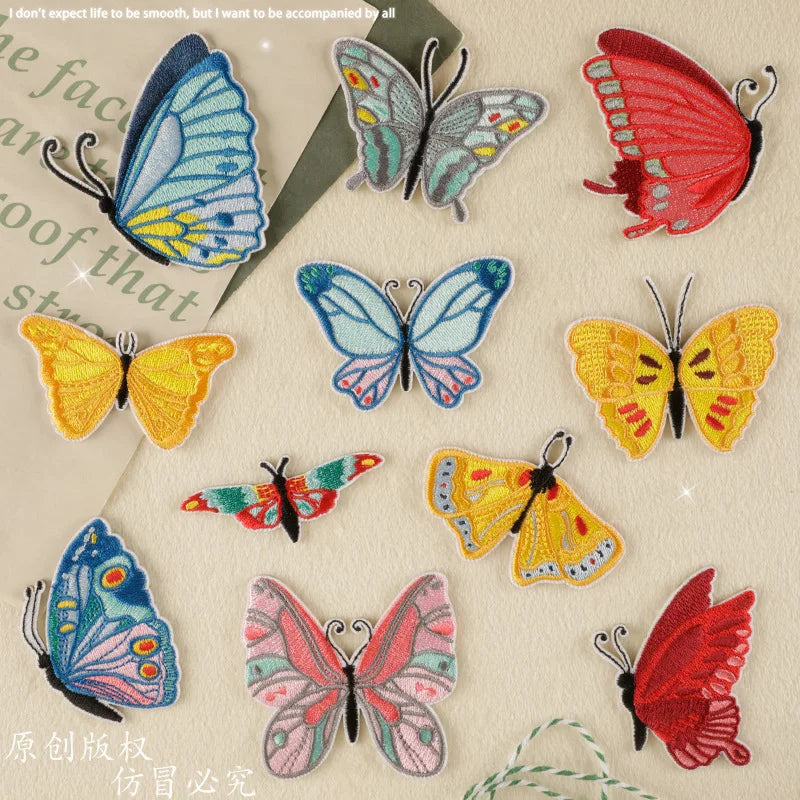 New Self Sticker Multi Color Design  Embroidery  butterfly  Patches for Clothes