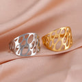 Myshape Irregular Hollow Geometric Ring Women's Stainless Steel Finger Rings Fashion Wedding Band Party Jewelry Gift Wholesale
