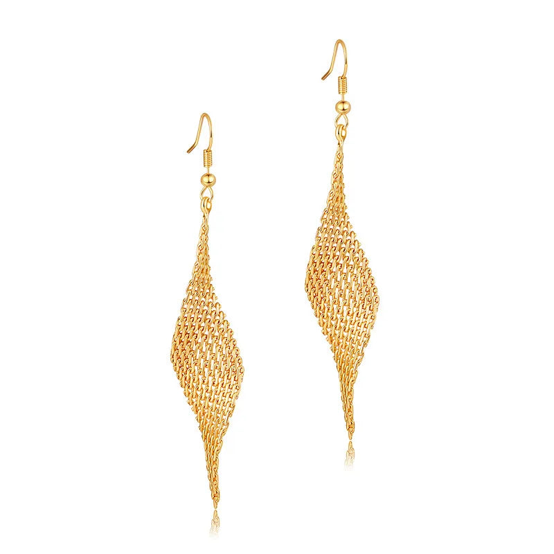 Luxury Plated 18k Gold Long Design Pendant Earrings Personality Fashion Tassel Earrings for Women