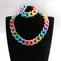 Hot Selling New Candy Color Jewelry Soft Matte Chain Choker Custom Bangle Frosted Link Acrylic Bracelet Necklace Jewelry Set