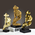 European Silence Is Golden Sculpture Abstract Statuettes Resin Craft Nordic Minimalist Home Office Light Luxury Decoration