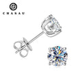 Plated 14K Gold GRA Certificated 4-claw 5mm 0.5ct VVS D Color Moissanite Diamond Stud Earrings S925 Sterling Silver