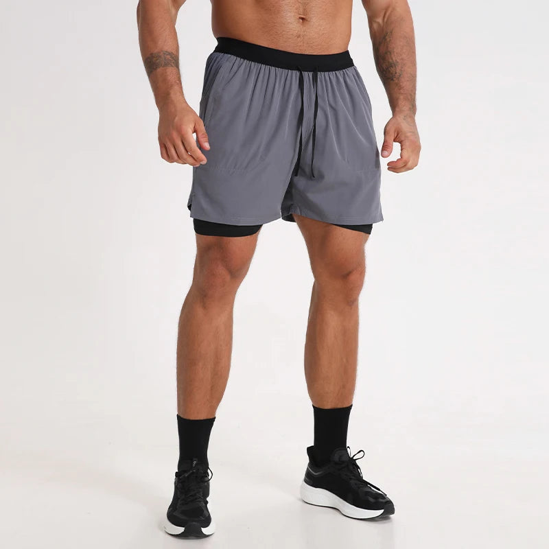 Sportswear Men Gym Shorts 2 in 1 Running Shorts Fitness Wear Dry Fit Custom Logo Oplain Shorts for Men