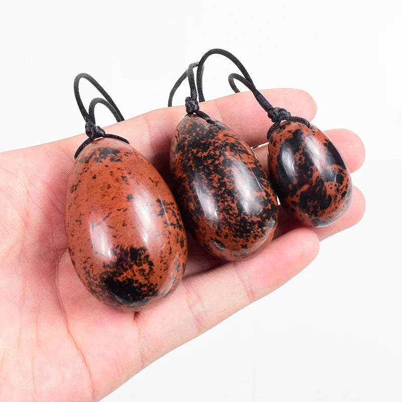 Huiying Natural mahogany obsidian Healing Stone Tightening Vaginal Muscle Carved Yoni Eggs Set Women Kegel Exercise for women