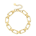Fashion High Quality PVD 18K Gold Plated Stainless Steel Oval Rectangular Chain Bracelet for Women Waterproof Jewelry B202223