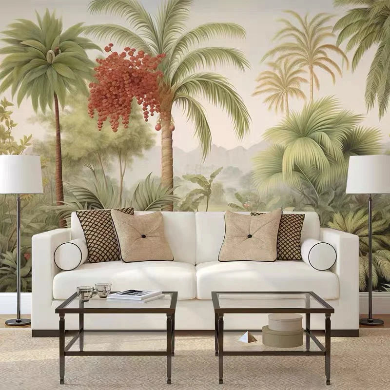 3D Trees Flower Wallpaper Leaf Nature Wallpaper Tropical Wallpaper Scenery Banana Green Modern 100% Customized Product