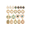 Fashion Personalized Heart Round Rectangle Shell Charm PendantColorful Zircon Jewelry Findings Necklace Accessories Supply L55