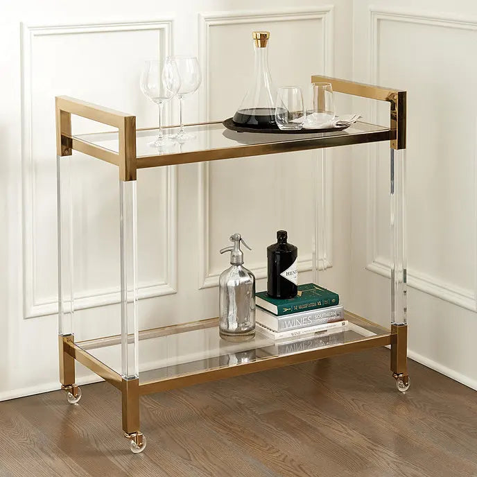 Modern Luxury Mini Coffee Bar Mobile Cart Original Factory Stainless Steel Acrylic Trolley for Home Hotel & Dining Use
