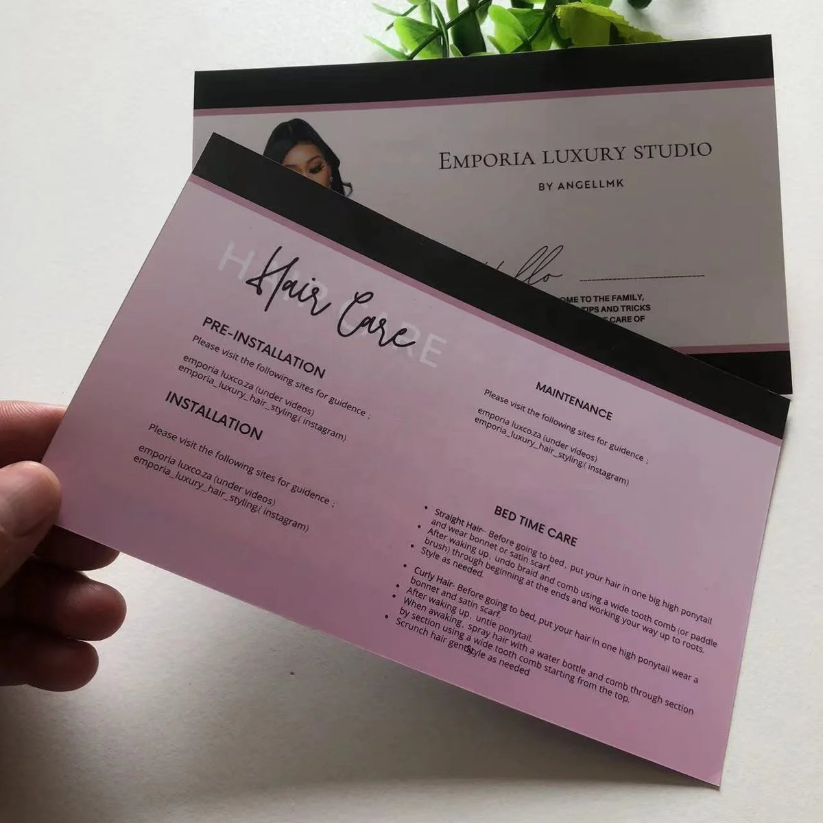 Custom Hot Sale Printing Paper Thank You Card Business Hair Care Instructions Cards