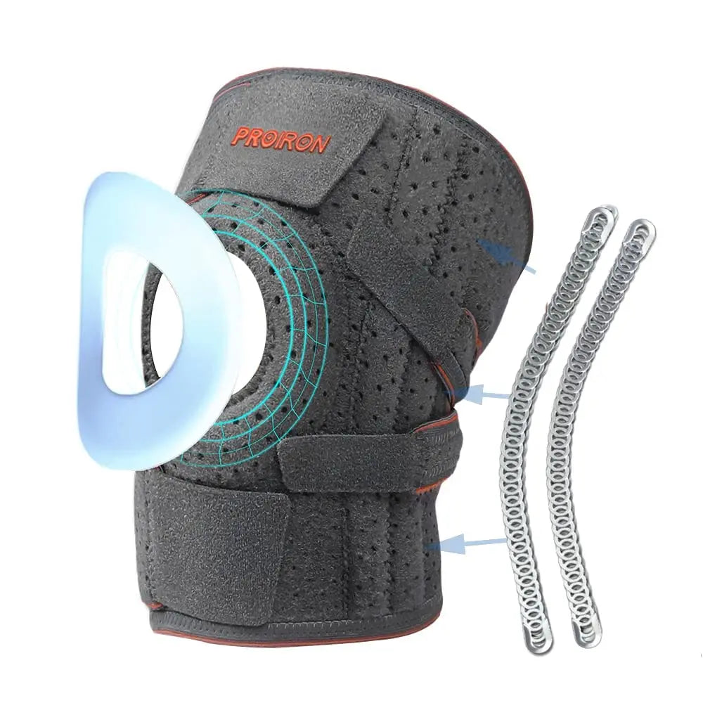 PROIRON Grey Side Stabilizers Open Patella Professional Knee Support Patella Knee Brace