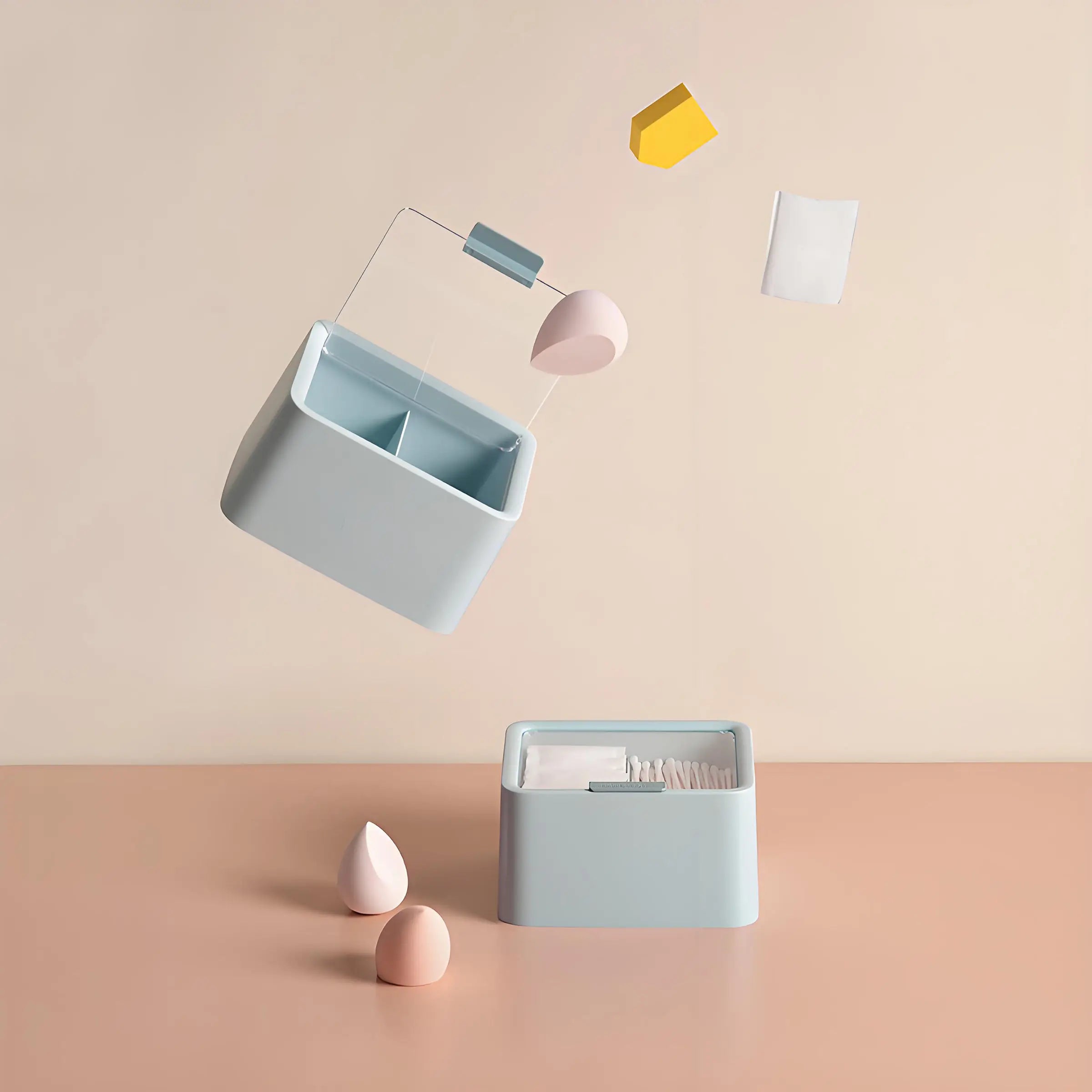 Nordic Simple Design Plastic Desktop Storage Box for Makeup Organizing Cotton Beauty Powder Puff Swab Dental Floss Lipstick