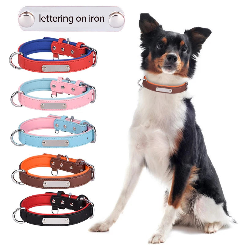 Personalized Custom Leather Dog Collar with Anti-Lost Features Features Lettering Pet Cat Buckles for Pets Accessories